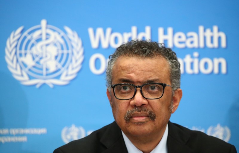 FILE PHOTO: Director-General of the WHO Tedros Adhanom Ghebreyesus, attends a news conference on the coronavirus (COVID-2019) in Geneva, Switzerland February 24, 2020. REUTERS/Denis Balibouse/File Photo