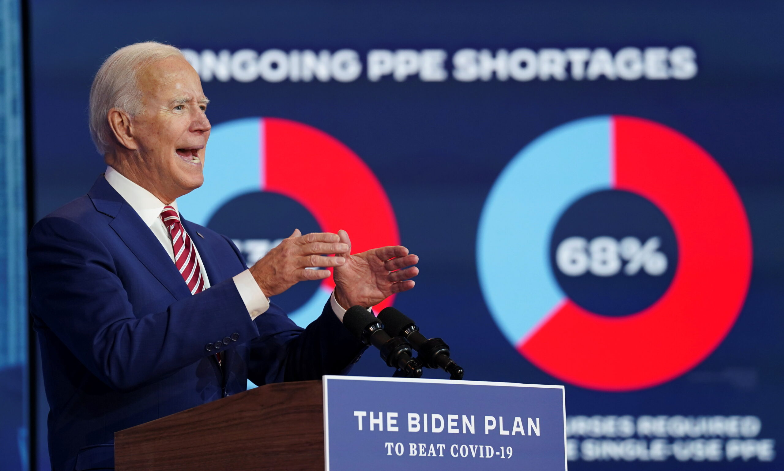 El candidato presidencial demócrata, Joe Biden, habla sobre COVID-19 en Wilmington, Delaware, EEUU, Octubre 23, 2020. REUTERS/Kevin Lamarque