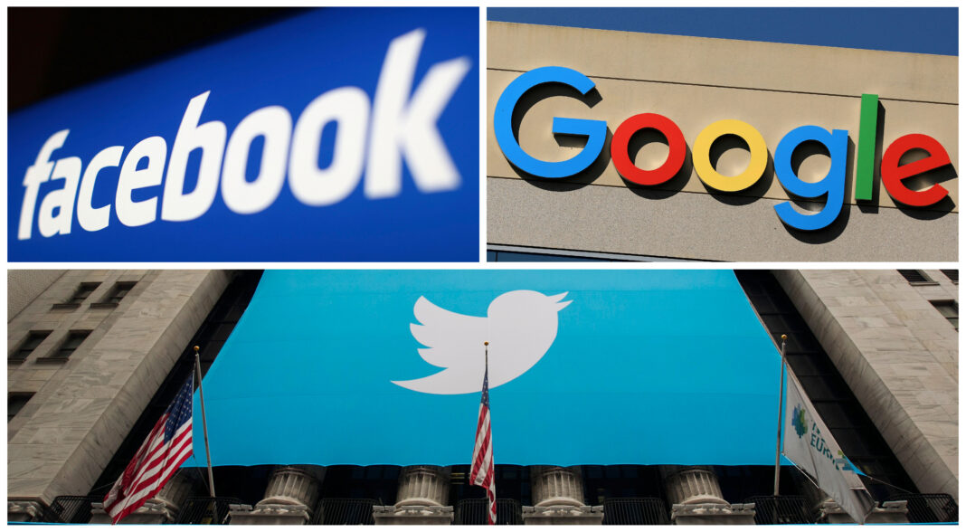 Los logotipos de Facebook, Google y Twitter se ven en esta foto combinada del archivo de Reuters. REUTERS/